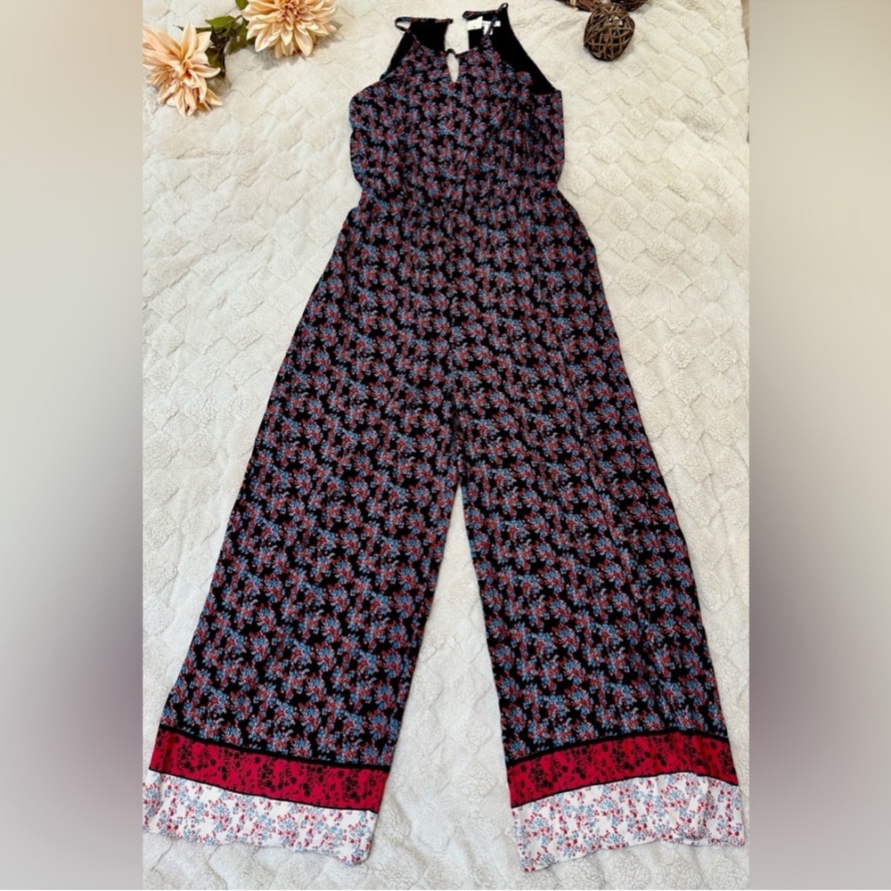 Floral Black and Red Jumpsuit